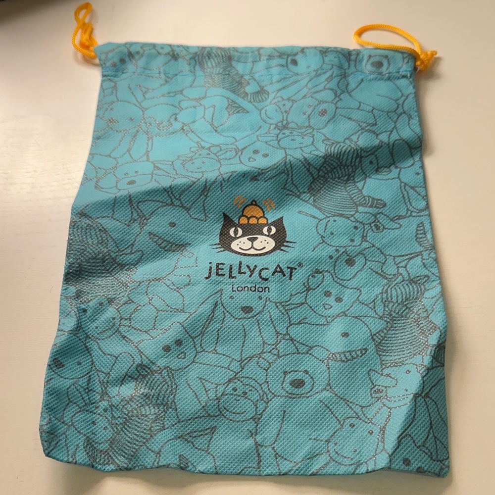 Jellycat London Teal Yellow Drawstring Dust‎ Bag 10.5" Storage Pouch